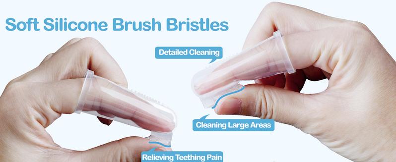 Baby Finger Toothbrush for Training Teething, Newborns Toddler Silicone Baby Toothbrush,Baby Oral Cleaner Massager,2PCS