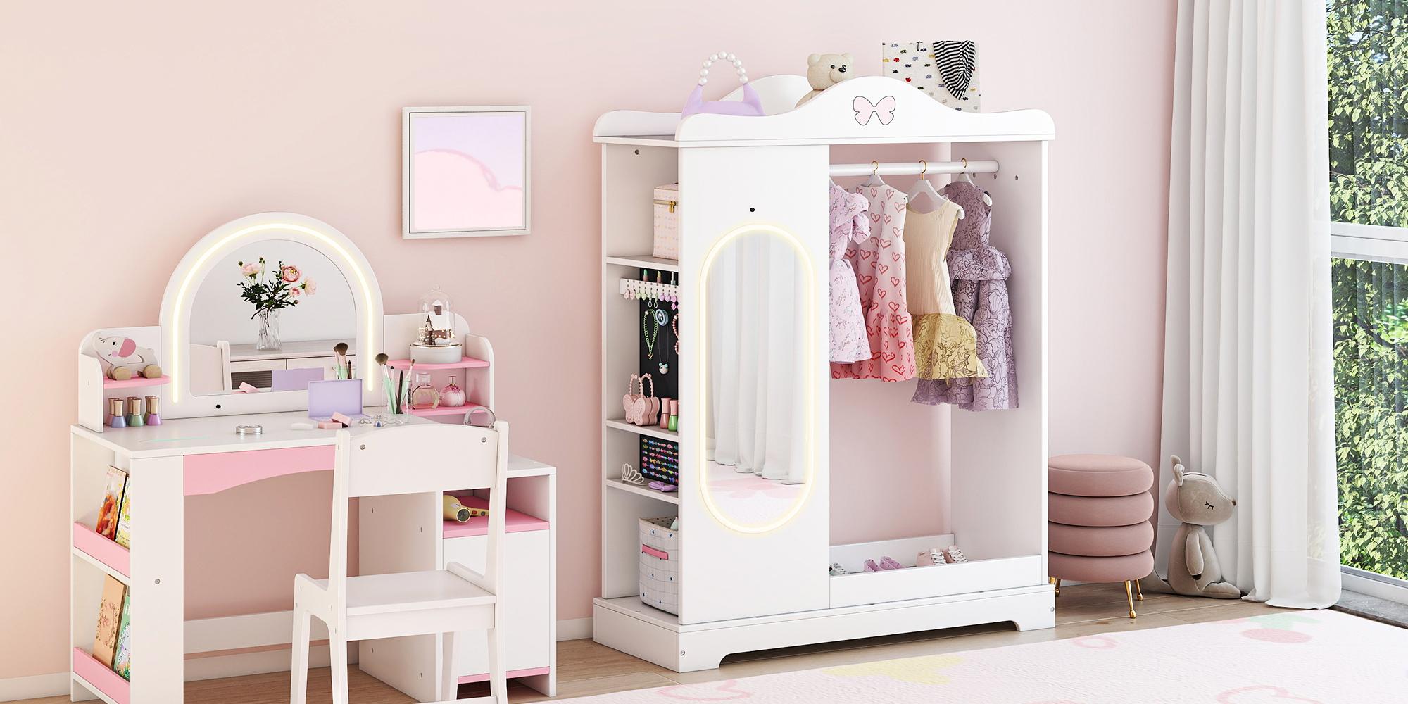 Topwin Multifunctional Girl’s Storage Cabinet with LED Mirror, Jewelry & Clothes Organizer – Safe & Stylish Topwin Multifunctional Girl’s Storage Cabinet with LED Mirror, Jewelry & Clothes Organizer – Safe & Stylish