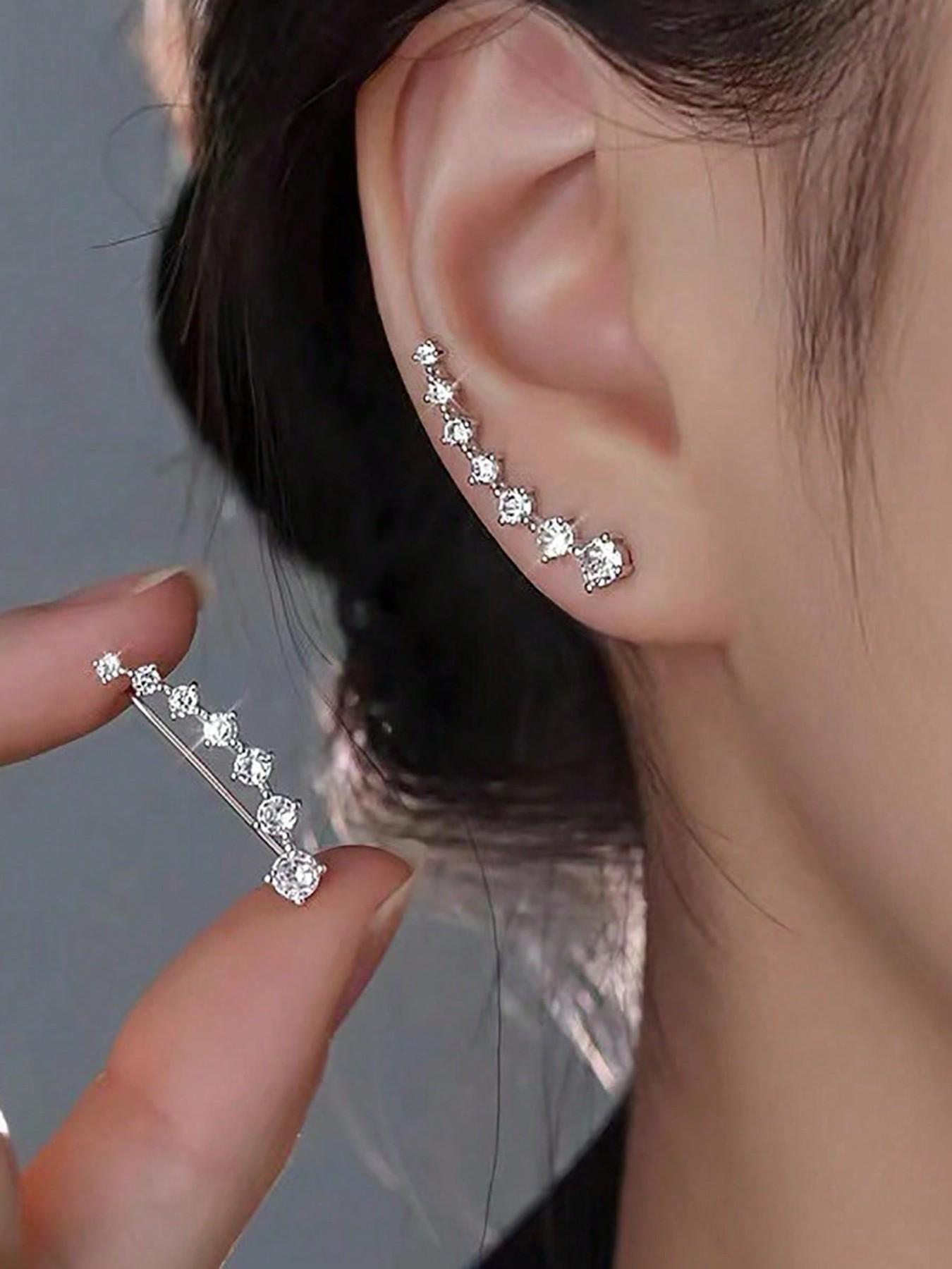 1 pair Star Zirconia Stud Earrings for Women – Luxury Sparkling Crystal Drop Dangle Earrings, Elegant Gift for Her, Trendy Fashion Jewelry