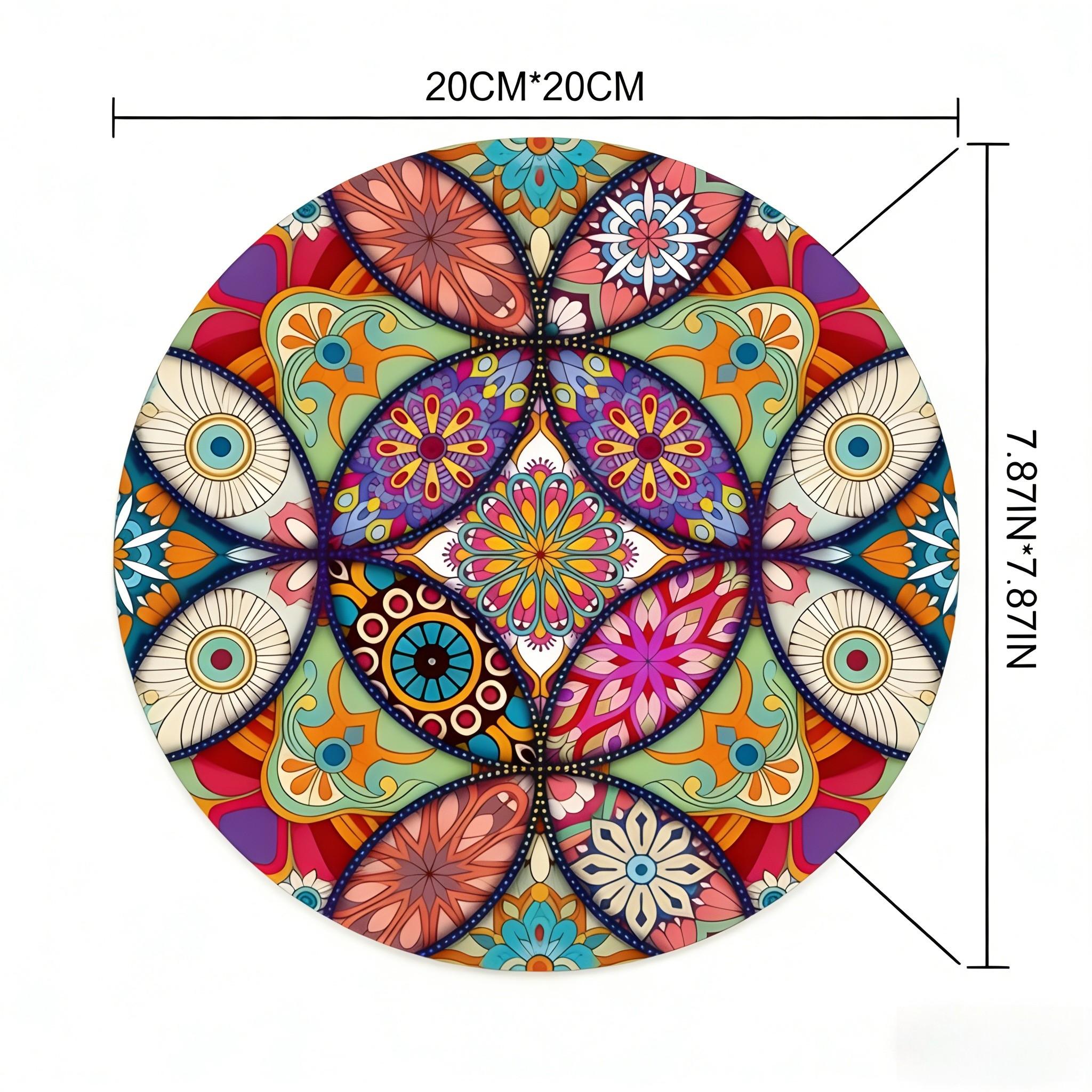 Fashion Compass Round Mouse Pad, Non-Slip Rubber Base, Small Desktop Mat for PC/laptop, Gaming/mouse Pad, Office Use, Gift for Women - 7.87 Inches