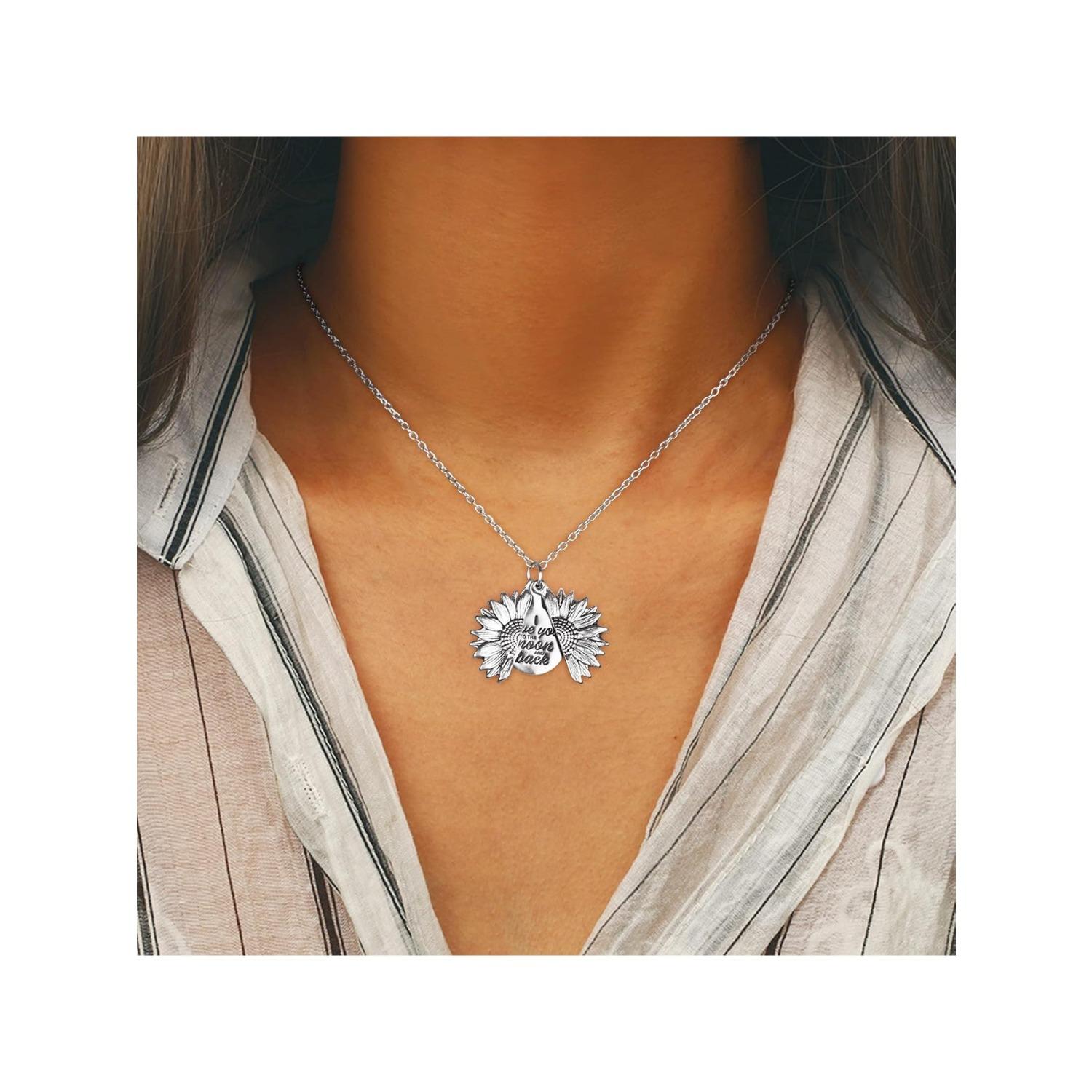 4pcs You Are My Sunshine Necklace Sunflower Necklace for Women Locket Necklace Gift For Girlfriend Mom for Birthdays Valentine's Day