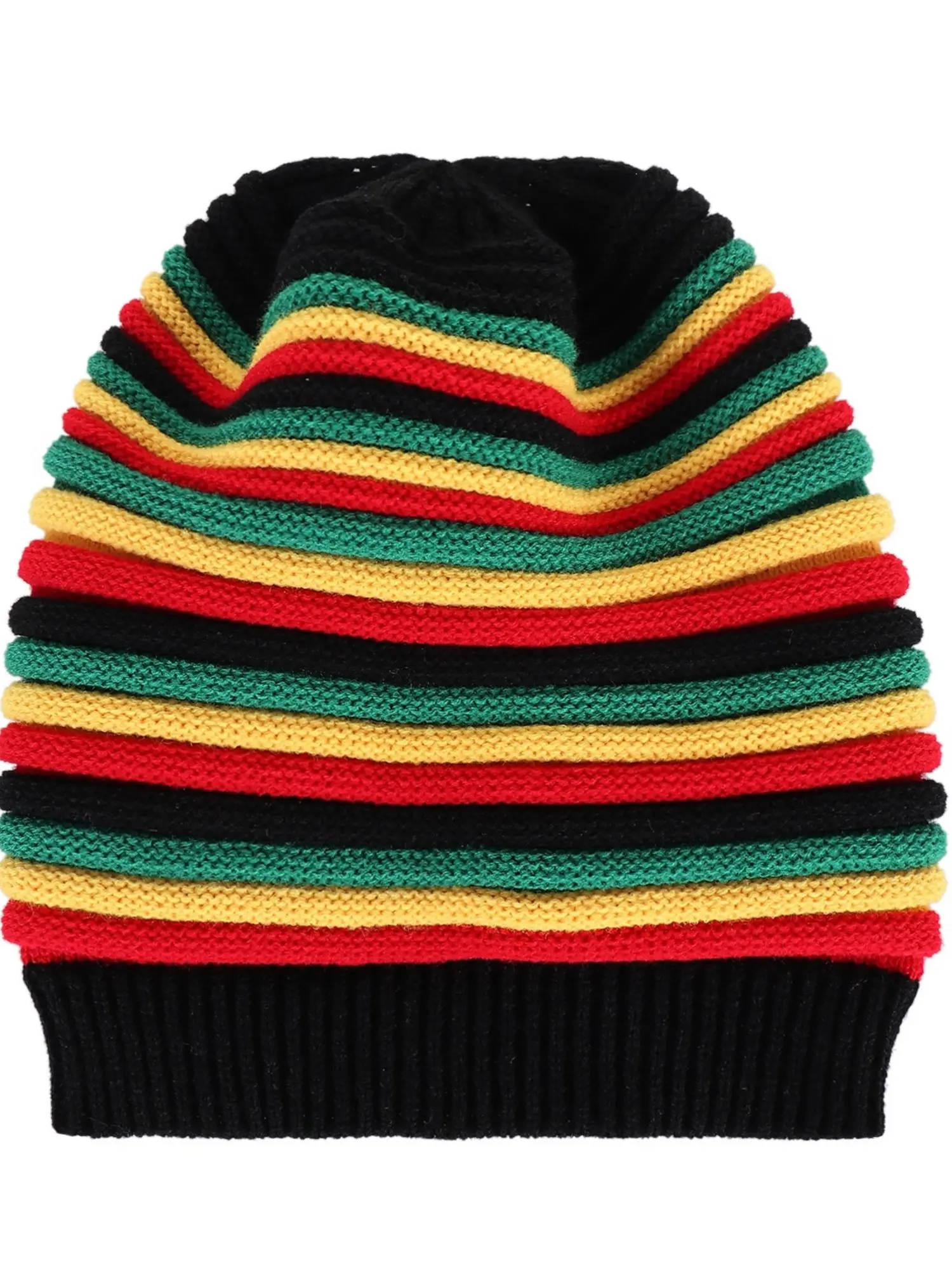 Multicolor Knit Hat for Women, Jamaican Style Hip Hop Beanie, Fashionable Fall Winter Wool Cap, Casual Ladies Headwear