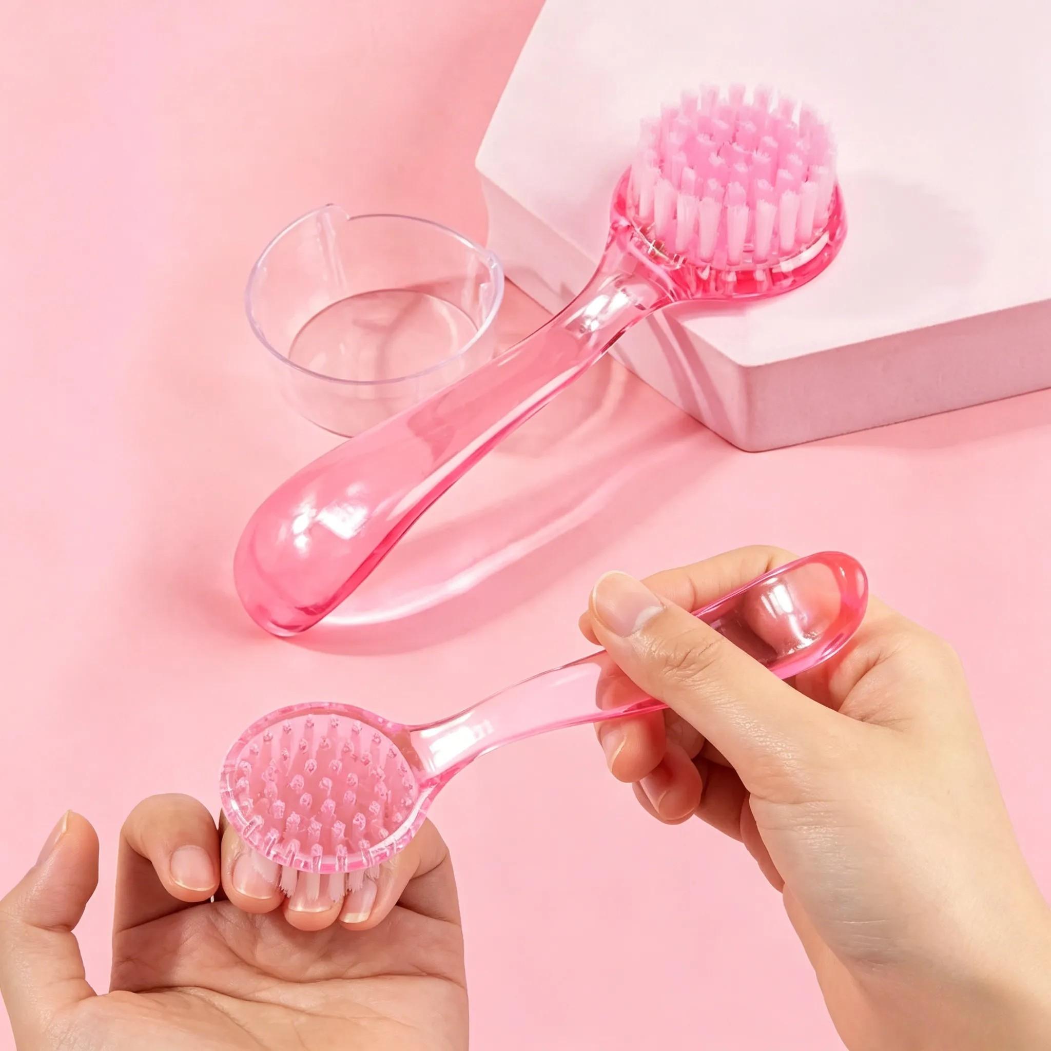 1pc/4Pcs Round Head Acrylic Nail Dust Brush With Cap Professional Manicure Pedicure Powder Cleaning Tools