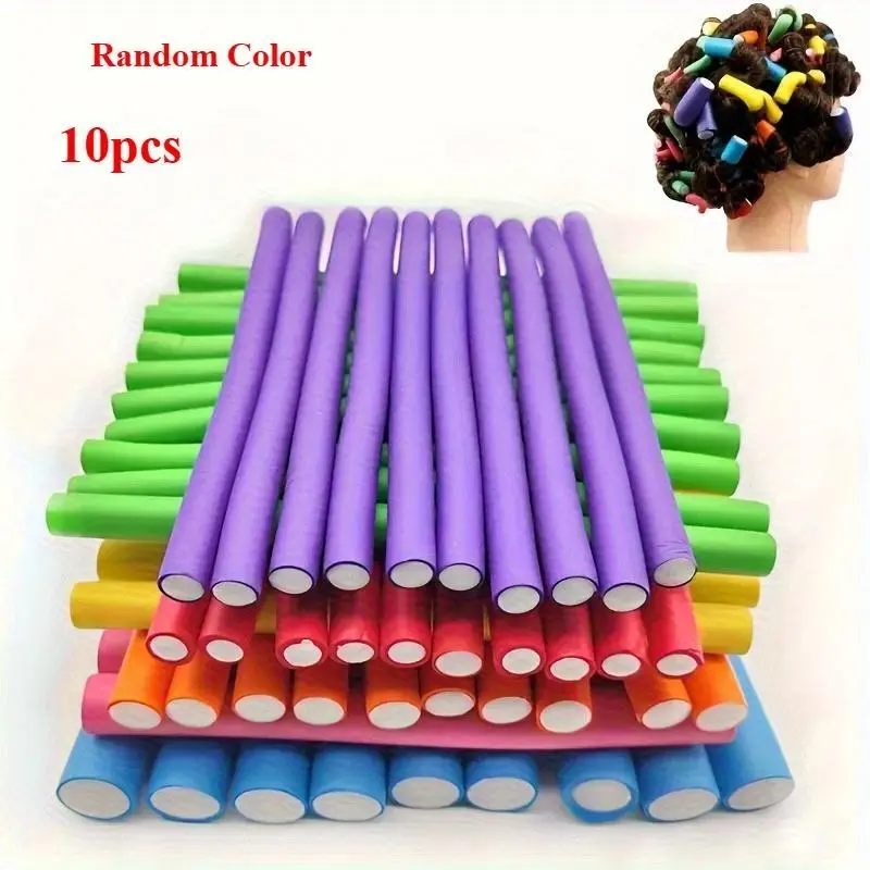 10PCS Flexible Heatless Hair Rollers - Heatless Hair Curlers - Bendy Twist Curling Rods For DIY Soft Foam Curls Heat Free Curls - Hair Styling Tools For Natural And Salon-Quality Results - Heatless Curling Set