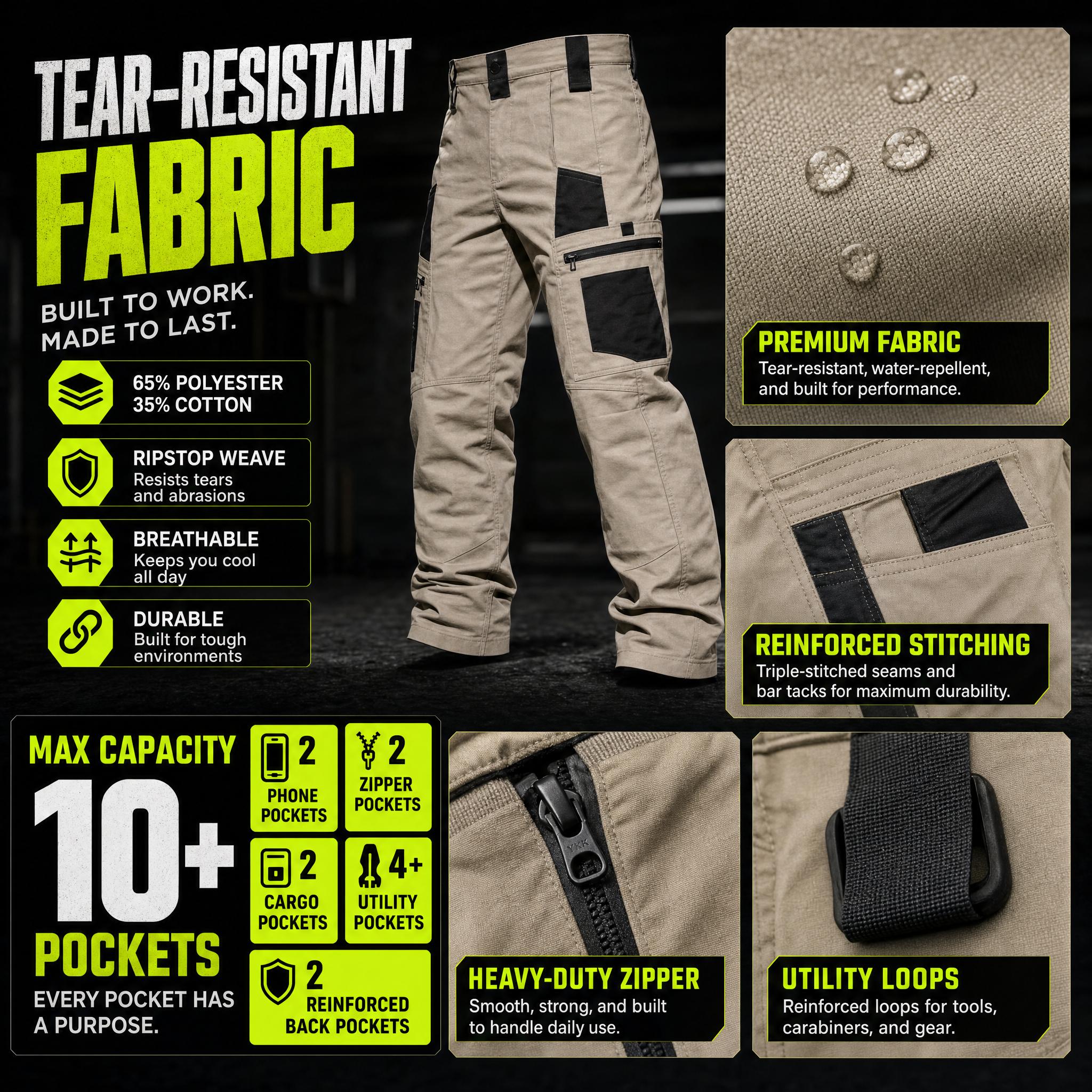 Amoyer Men's Tactical Work Pants With Multiple Pockets - Made Of Durable Fabric, Available in Multiple Colors, Fishing, outdoor activities, work, hiking, camping, 230g/m² new fabric,Versatile For Spring, Autumn, And Summer, Safe Work Pants, Trouser Amoyer Men's Tactical Work Pants With Multiple Pockets - Made Of Durable Fabric, Available in Multiple Colors, Fishing, outdoor activities, work, hiking, camping, 230g/m² new fabric,Versatile For Spring, Autumn, And Summer, Safe Work Pants, Trouser