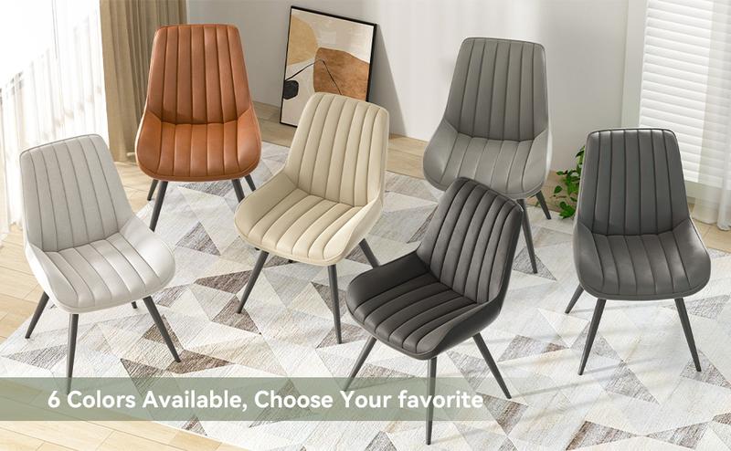 Modern Dining Chairs Set of 2, Comfy Dining Room Chairs with Thick Cushions, Upholstered Fabric Kitchen Side Chairs with Metal Legs, Beige