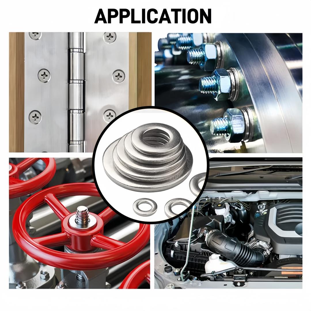 Stainless Steel Flat Washer, Mixed Size Flat Washer Set, Durable and Sturdy Flat Washer Assortment Kit for Home and Industrial Use, Heavy Duty