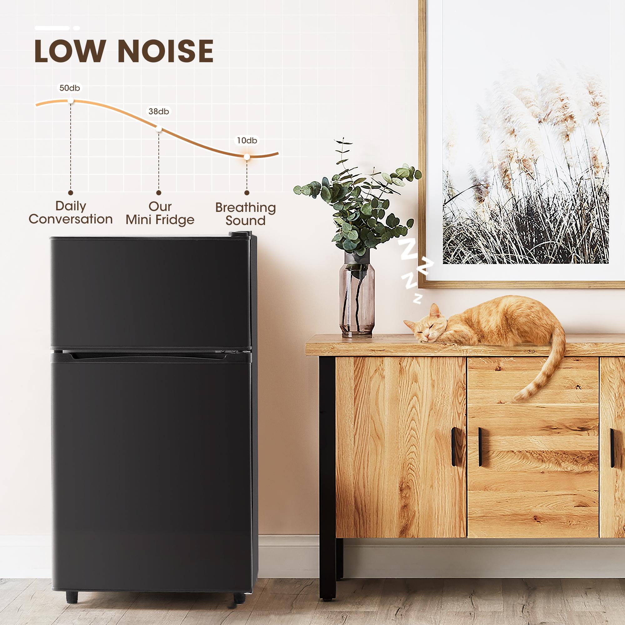 MANASTIN 3.5 Cu.Ft Mini Fridge with Freezer, 2 Door Small Refrigerator, 7 Level Adjustable Thermostat, Compact Fridge for Living Room, Office, Kitchen and Apartment