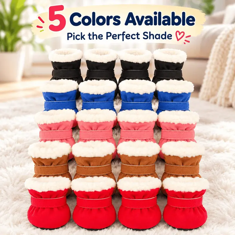 Soft Velvet Puppy Booties, Warm Non-Slip Paw Covers for Small Dogs Soft Velvet Puppy Booties, Warm Non-Slip Paw Covers for Small Dogs