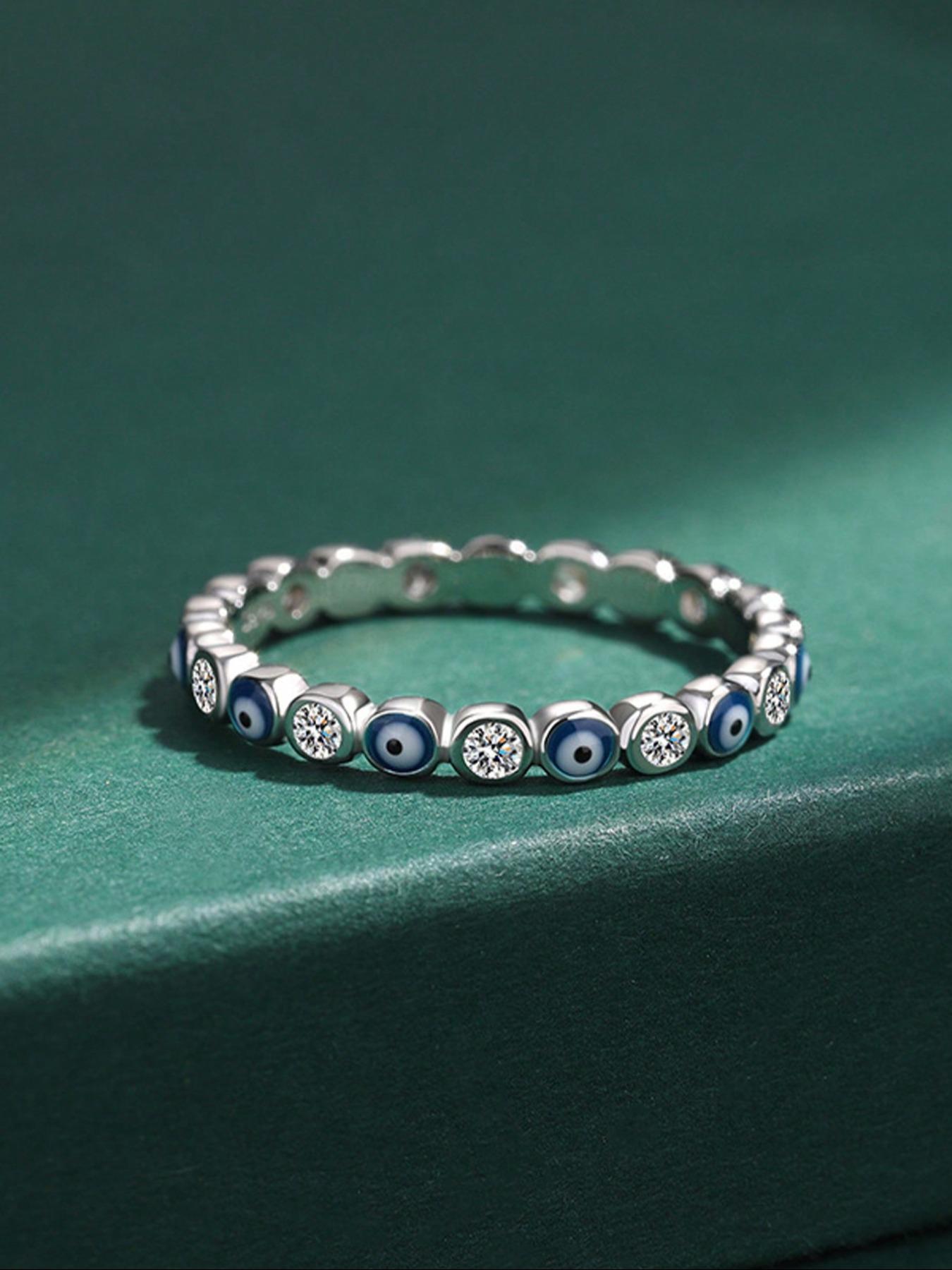 925 Sterling Silver Fashion Eye Design Ring, Fashion Jewelry for Party, Daily Clothing Decor, Trendy All-match & Exquisite Engagement Ring for Birthday Gift