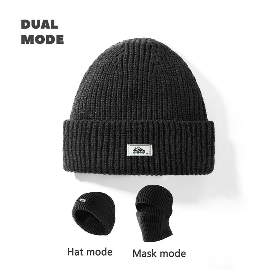 2 in 1 Unisex Winter Warm Knit Beanie Hat, 1 Count Outdoor Cycling Casual Windproof Mask for Men & Women, Multifunctional Beanie Hat for Outdoor Cycling Skiing, Outdoor Hiking Hat