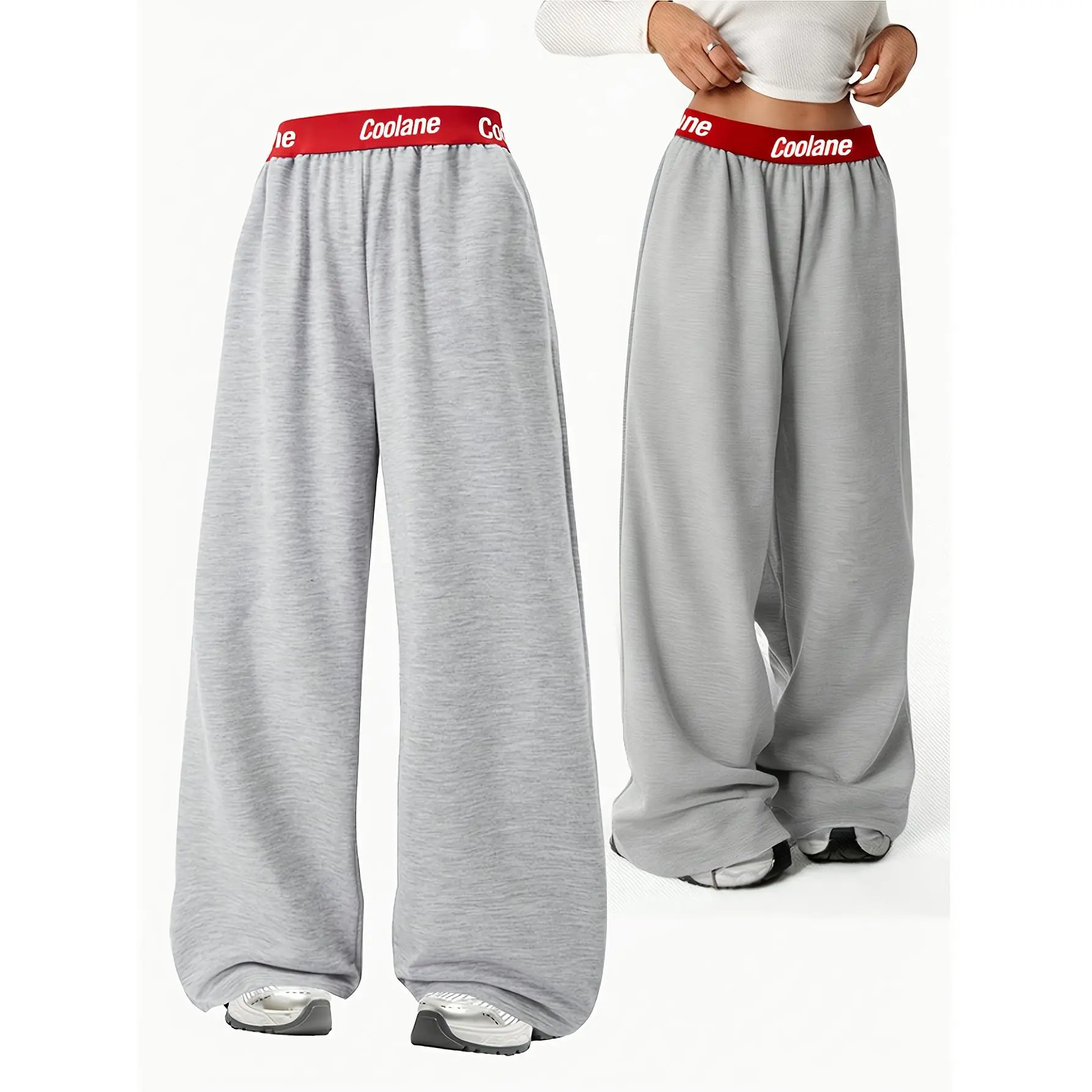 Girls' Full-Length Fleece-Lined Thick Warm Sweatpants, Autumn Winter New Halloween Lazy Casual Gray Wide-Leg Bottoms, Prop 65 Safe Comfortable Kids' Fashion Pants