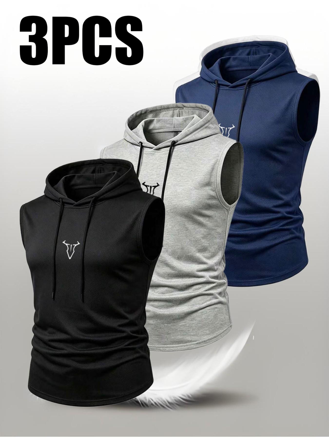 Men's Summer Lightweight Sport Running Fitness Sleeveless Vest, Fashion Casual Outdoor Hooded Top, Breathable and Comfortable Design, Workout Sports Vest