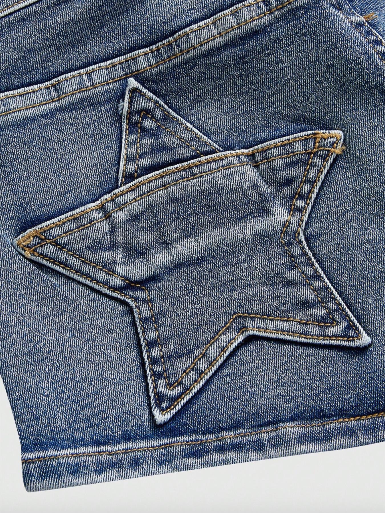 Women's Casual Chic Retro Low-Rise Super Short Butt Pocket Star Patch Low Waist Denim Shorts, Y2K Stretch Denim Shorts, Comfortable and Stylish Summer Bottoms, Perfect for Daily Wear and Leisure Activities