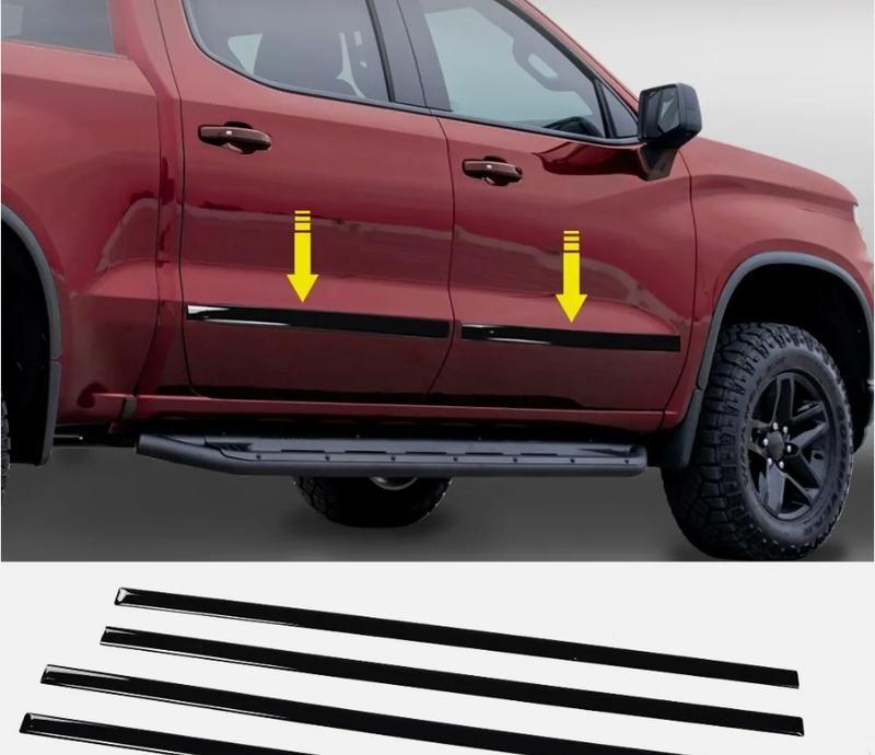 CROSSDESIGN Fit For 14-18 Silverado/Sierra Crew Cab Body Side Molding Trim Set 4PCS 1/18" US