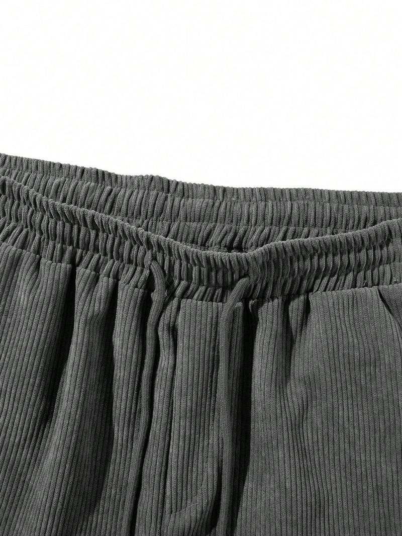 Men's Regular Fit Ribbed Shorts, Casual Comfy Breathable Shorts for Summer, Men's Bottoms for Daily Wear