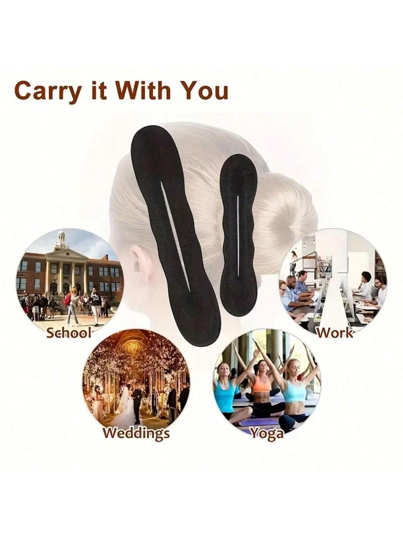 3/2/1pcs Boho Style Hair Bun Creators，Lazy Hair Curler Bun Clips Magic Beauty Hair Hairstyle Foam Sponge Donut Maker Ponytail Bun Maker - Non-Woven Fabric, No Power Needed, Perfect for Daily Use,Stylish Black Foam Rolls for Women,