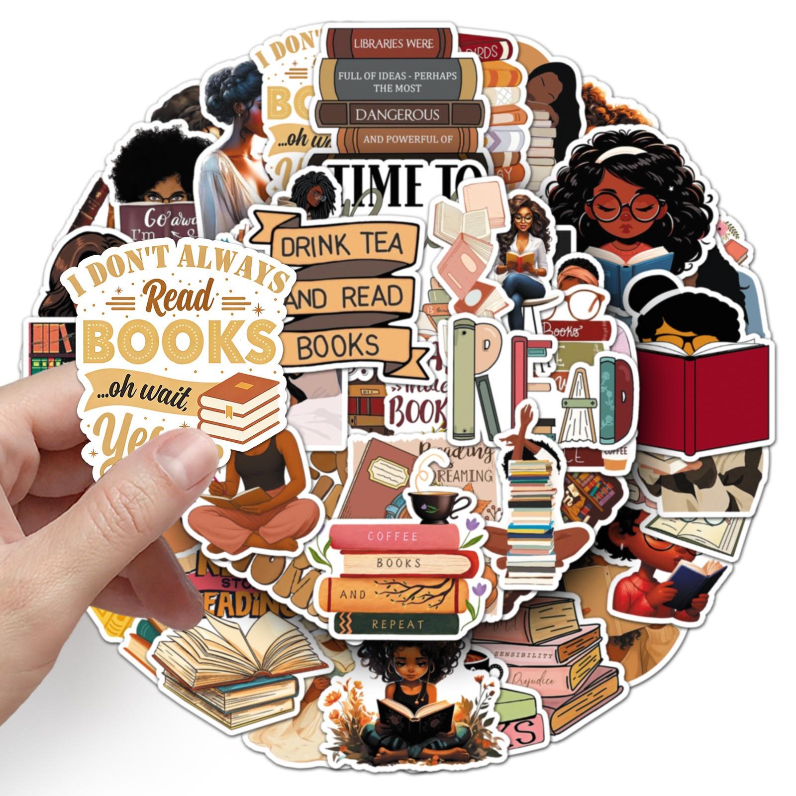50 Girl Book Stickers, Bookmark Stickers, Waterproof Vinyl Phone Stickers, Mobile Phone Accessory, Kindle Book Lover Accessories, Decoration, for Adults