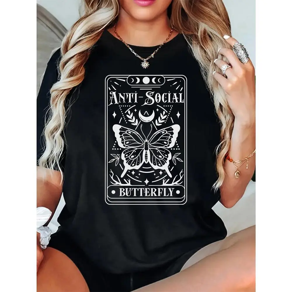 Anti-Social Butterfly Tarot Card ® T-Shirt, Metaphysical Graphic Tee, Witchy Tshirt, Mental Health Shirt, Trendy Shirt