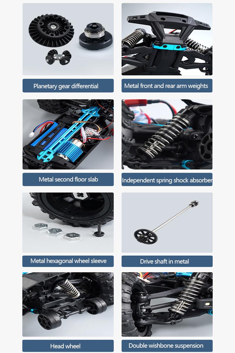 1:16 Full Scale RC Cars, 50 km/h 4WD Off-Road RC Truck with LED Front Lights and Rechargeable Batteries, High-Speed Drift Monster Truck, Perfect Birthday Gift for Kids Aged 8 and Up Remote Control Crawler Remote Control Kart