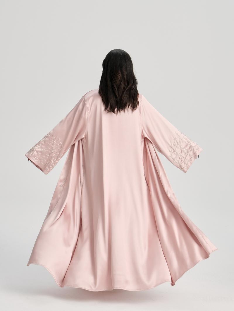 Women's Beaded Decor Long Sleeve Open Front Abaya, Modesty Abaya, Modest Elegant Maxi Abaya for Daily Wear, Women's Islamic Clothing for All Seasons