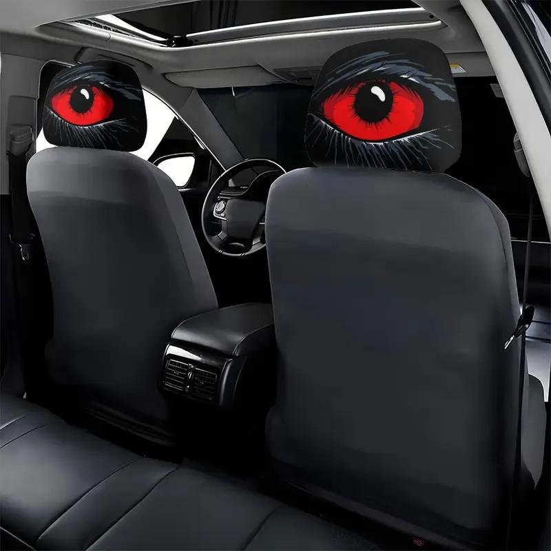 Set of 2 Evil Eye Car Headrest Covers, Boujee Car Accessories, Washable Easy Install, No Filler Material, Perfect Halloween Gift, Long Drive Fatigue Relief