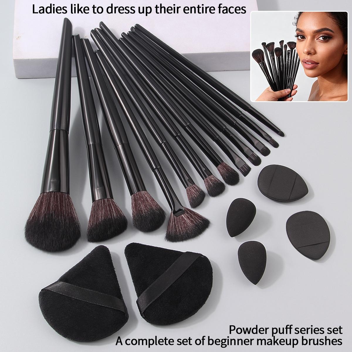 6/12/18PCS multi-specification makeup brush set: Soft multi-purpose Facial makeup set brush & Flocking triangular powder Puff & Mini sponge egg/Powder puff Cosmetics Makeup Tool Makeup Brushes Set