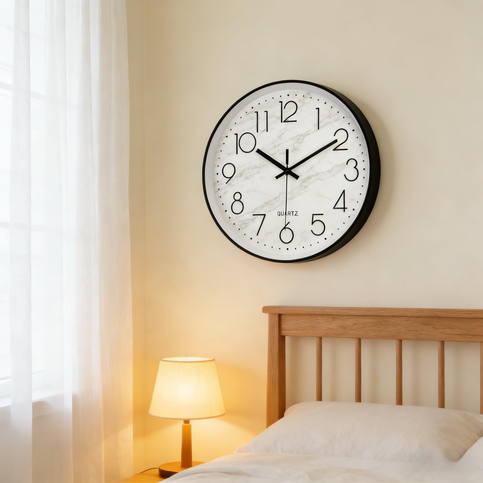 Nordic Silent Wall Clock, Creative Marble Pattern Clock, Living Room Decorative Table, Bedroom Silent Sweep Second Wall Clock