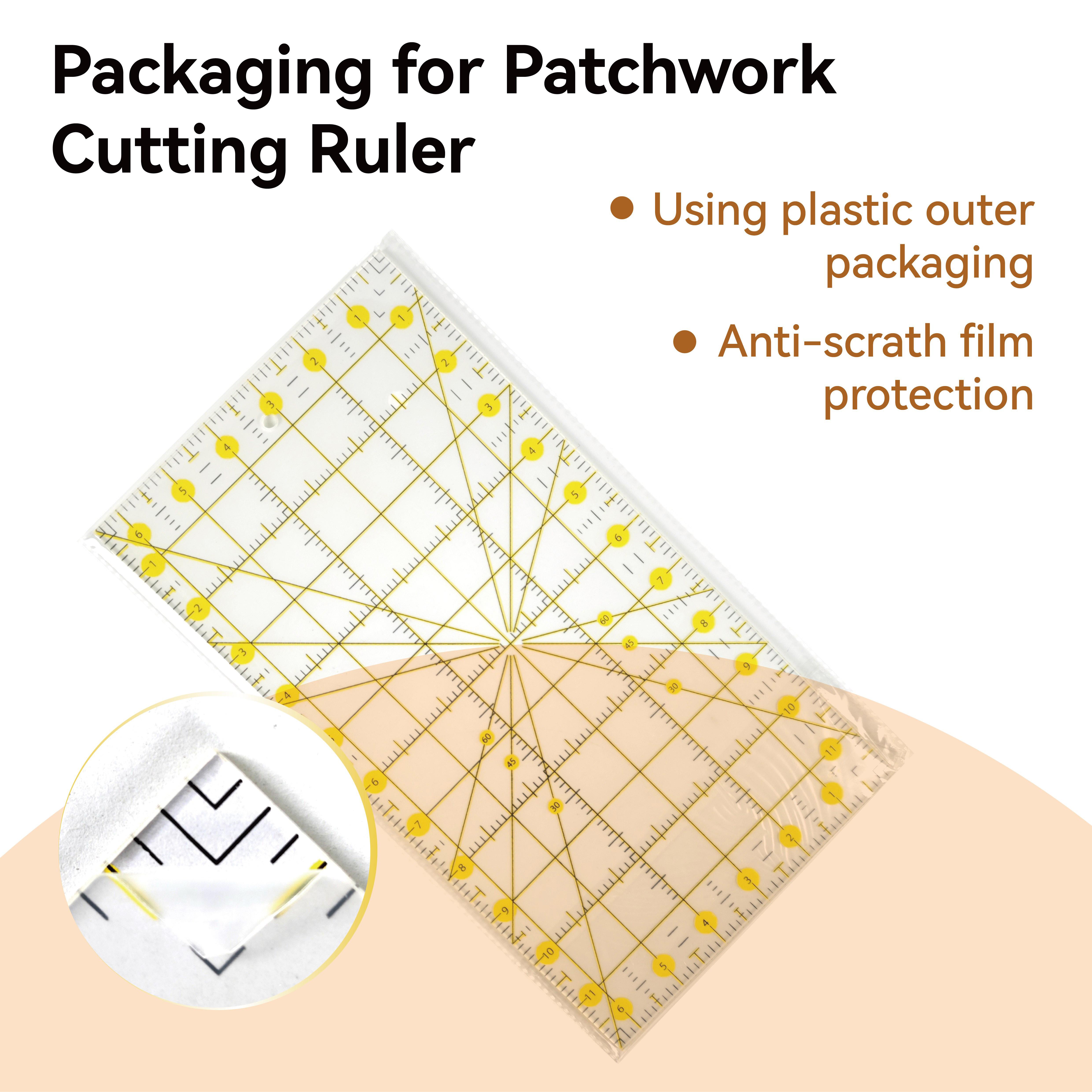 Acrylic Patchwork Ruler 6.5x12 Inches, Multi-Functional Sewing Measuring Tool, 30°/45°/60° Angle Lines, Best Gift for Quilters and Crafters