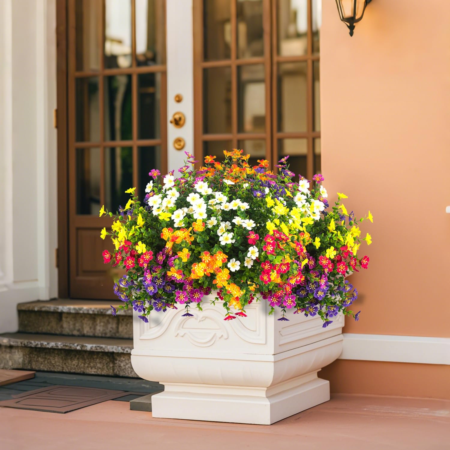 Outdoor UV Resistant Fading Realistic Fake Flowers, 12 Pieces Lifelike Garden Patio Lawn Decor Plastic Flowers, Artificial Flowers For Outside (mixed Colors) Outdoor UV Resistant Fading Realistic Fake Flowers, 12 Pieces Lifelike Garden Patio Lawn Decor Plastic Flowers, Artificial Flowers For Outside (mixed Colors)