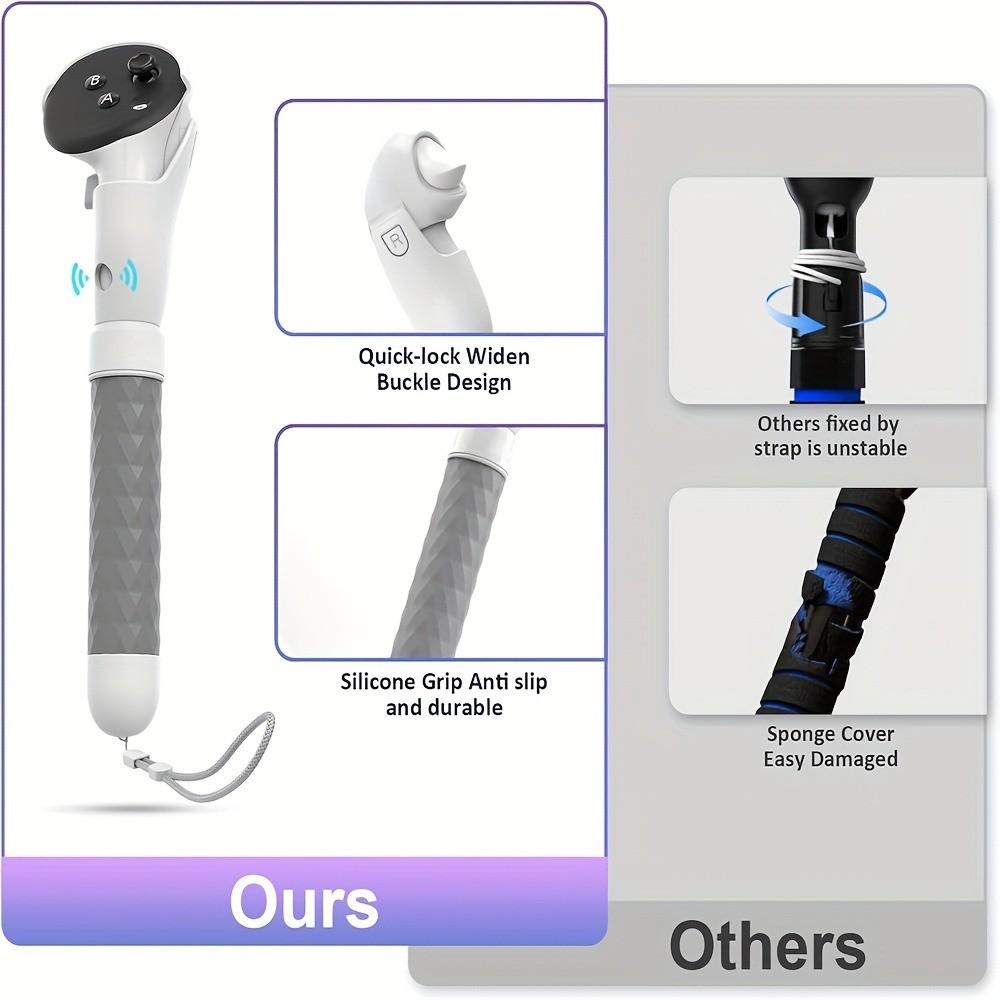 Meta Quest 3s/3 Abs Hard Grip Controller Extension, Enhanced Control for Oculus Quest 3/3s VR, Durable Accessory for Gaming