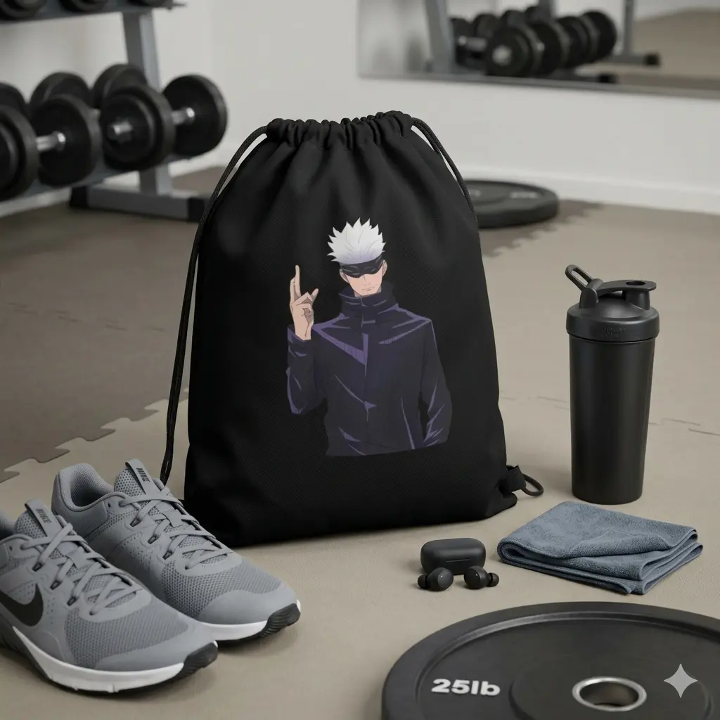 Jujutsu Kaisen Satoru Gojo Drawstring Backpack | Anime Infinite Void Cinch Bag, King of Sorcerers Sports Sackpack for Anime Fans