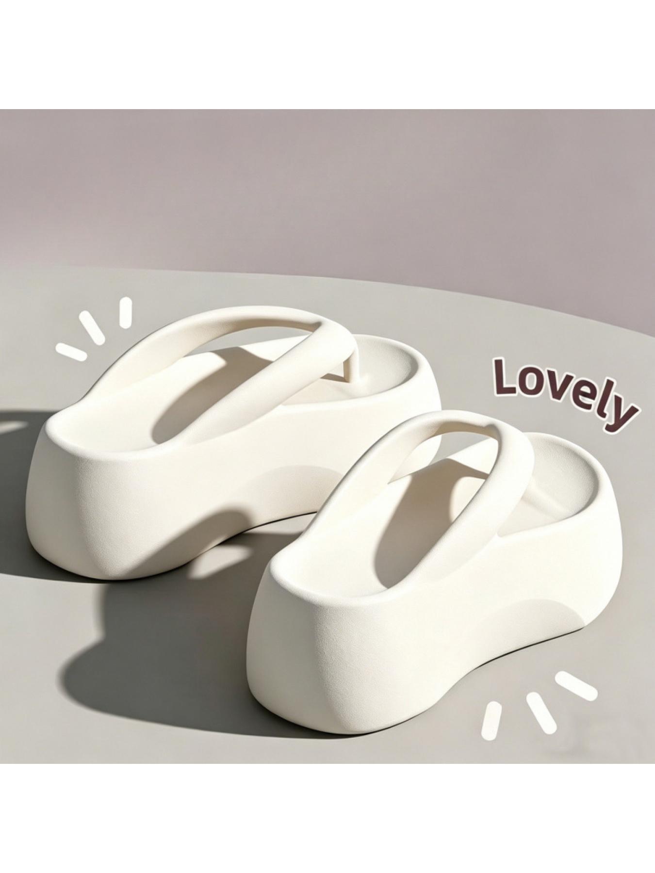 1 pair of thick-soled EVA flip-flops for women, summer outdoor wear, non-slip, height-increasing home sandals Footwear