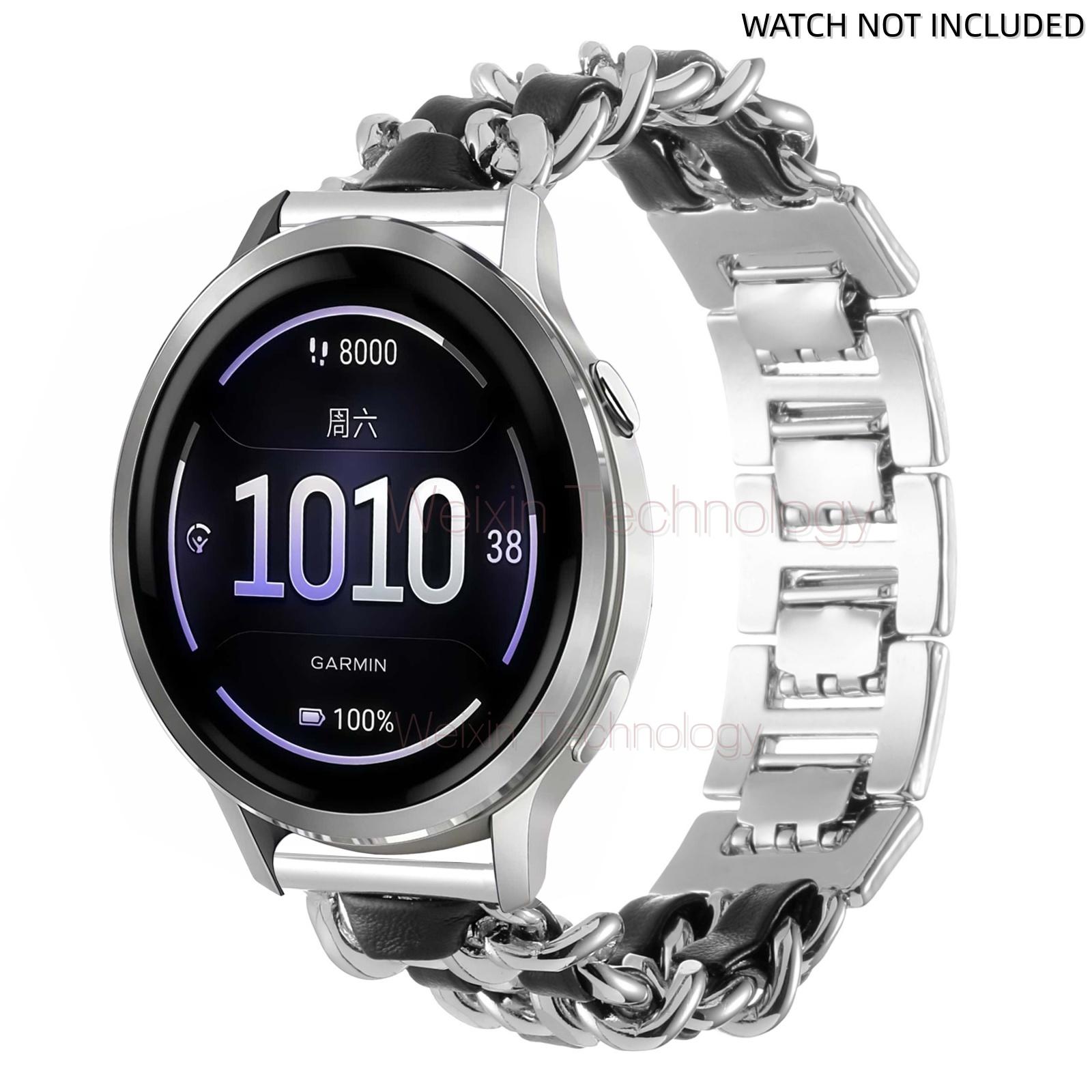 Suitable for Garmin Venu 3 strap 45mm/Venu 4 45mm/Venu2/Vivoactive 4, 22mm quick release steel metal strap replacement strap, suitable for Forerunner 570-47mm/265/255 women's Cuban strap