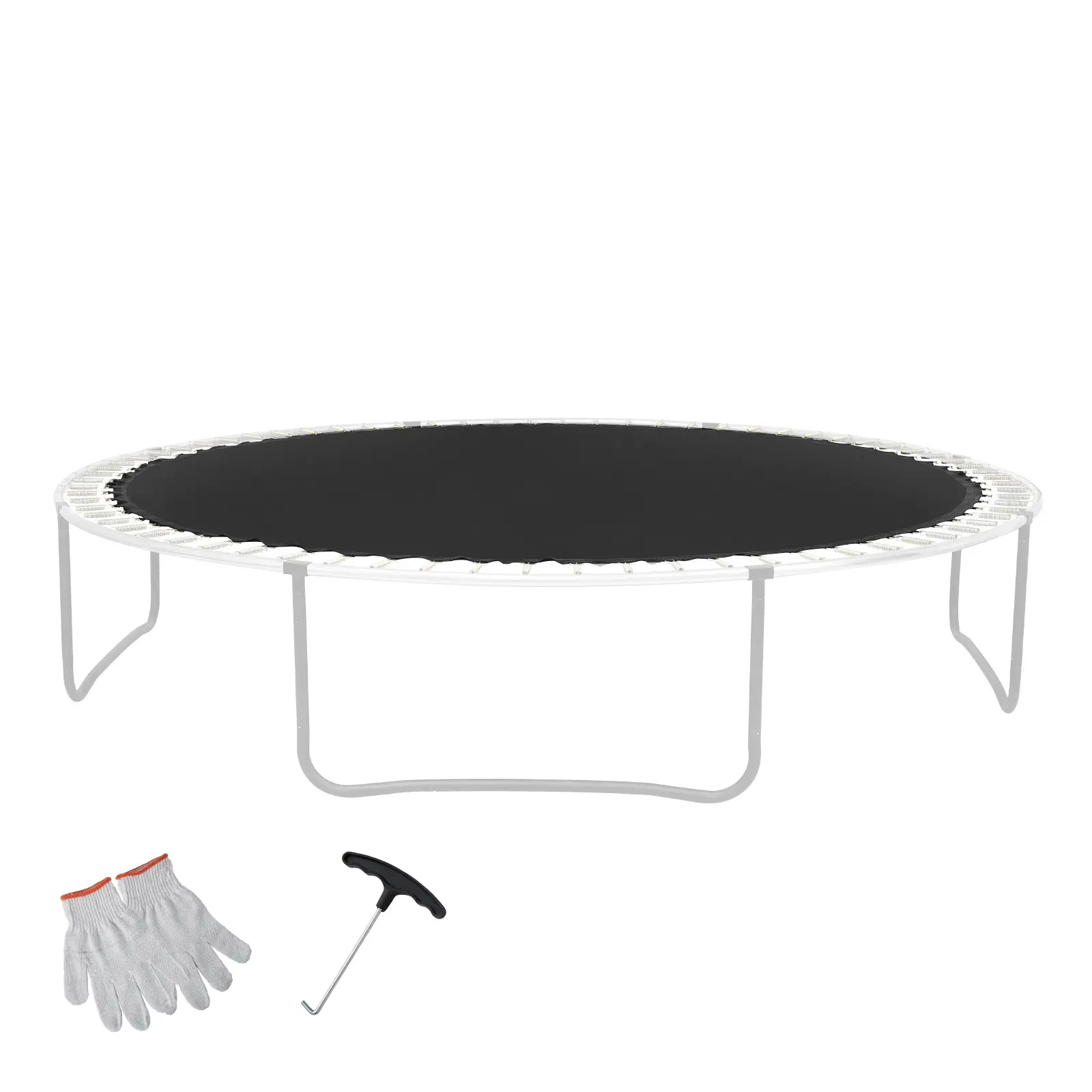 Replacement Trampoline Mat, Jumping Mat Fits 15ft Frame, Universal Jumping Mat for 15ft Round Trampoline, Reinforce UV-Resistant Mat with Spring Tool & Durable V-Rings, Fit 7" Spring Length