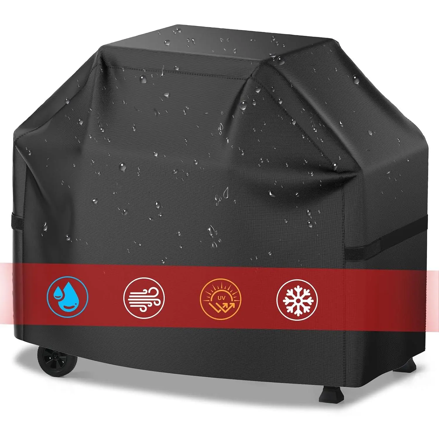 Griddle Cover, 36 Inch BBQ Gas Flat Top Grill Cover for  Grill, , Anti-Uv, -Proof, Fade Resistant Material, Outdoor Griddle Cover with Hook-and-Loop Straps, Black
