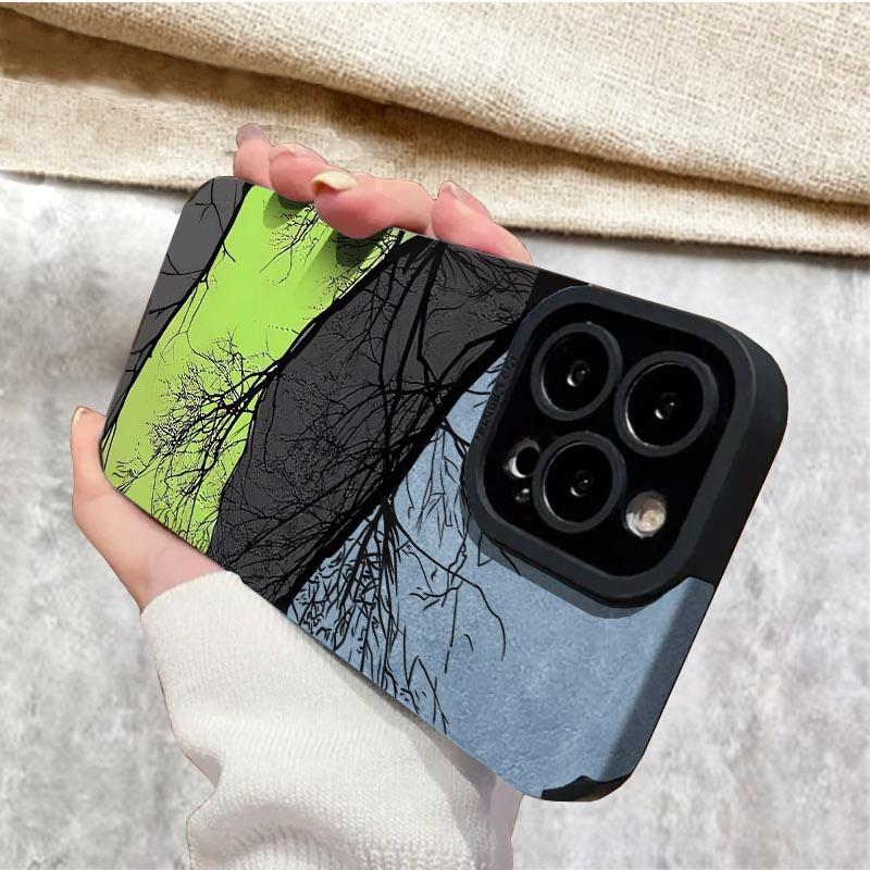 Phone Case with Artistic Branch&Rock Design, Multiple Colors/Specs Available, Shock - Proof Protective Cover for Phones, Ideal for Daily Use&Outdoor Scenes, Stylish Aesthetic Boost