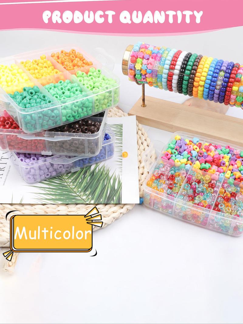 2700/3600pcs Pony Beads Jewelry Making Kit, Colorful Rainbow Hair Beads for Hair Braiding, 24-Color Friendship Bracelet Beads, Bead Assortment