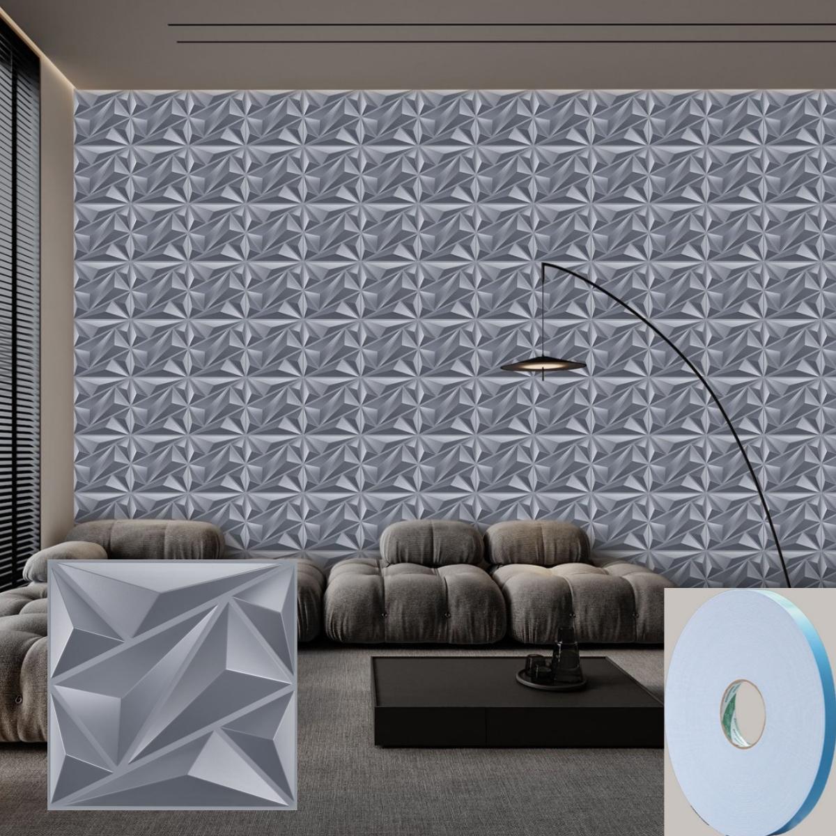 12/20/30PCS 3D Diamond Pattern Wall Panels, PVC Material 3D Wall Decorative Diamonds, Indoor Wall Decoration, 11.8x11.8 Inches, Includes Adhesive