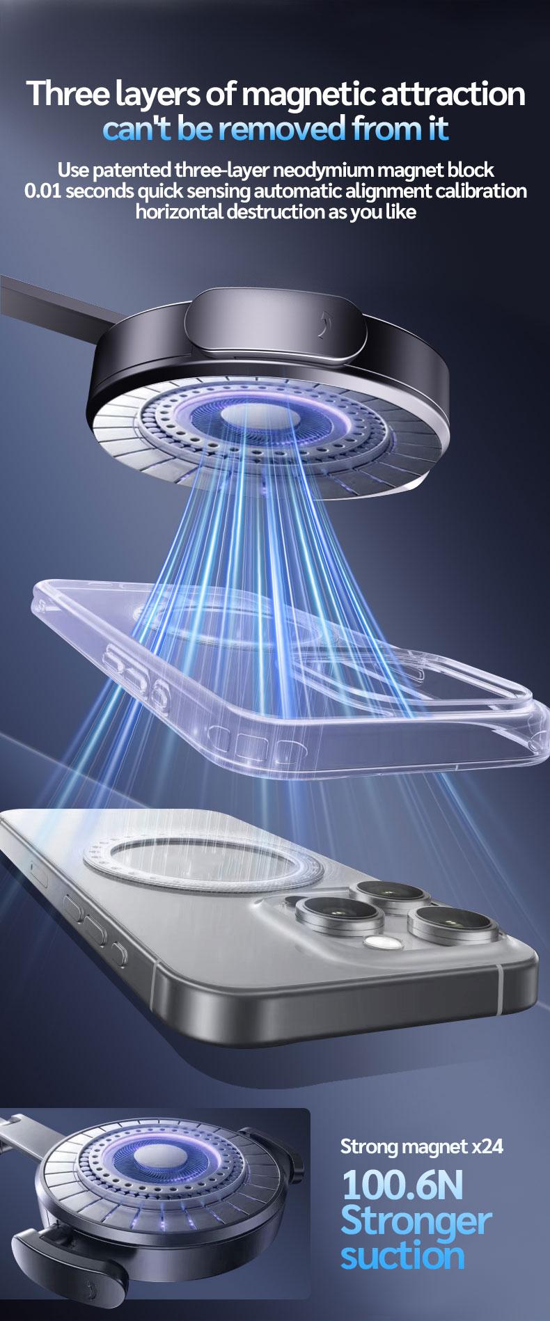 Selfieshow New Magnetic Neck Strap Phone Holder, First Person Perspective Sports Camera Shooting Aid, Chest Anti-Shake Fixed Stand, Adjustable Phone Holder