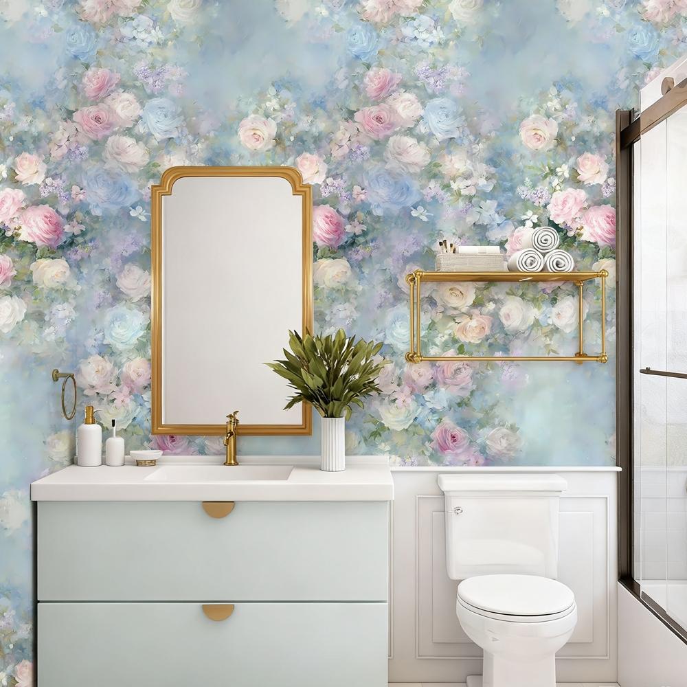 Tropical Floral Vinyl Wallpaper, Self-Adhesive Waterproof, Vibrant Oil Painting Design, Matte Finish, DIY Home Decor, Living Room, Bedroom, Office