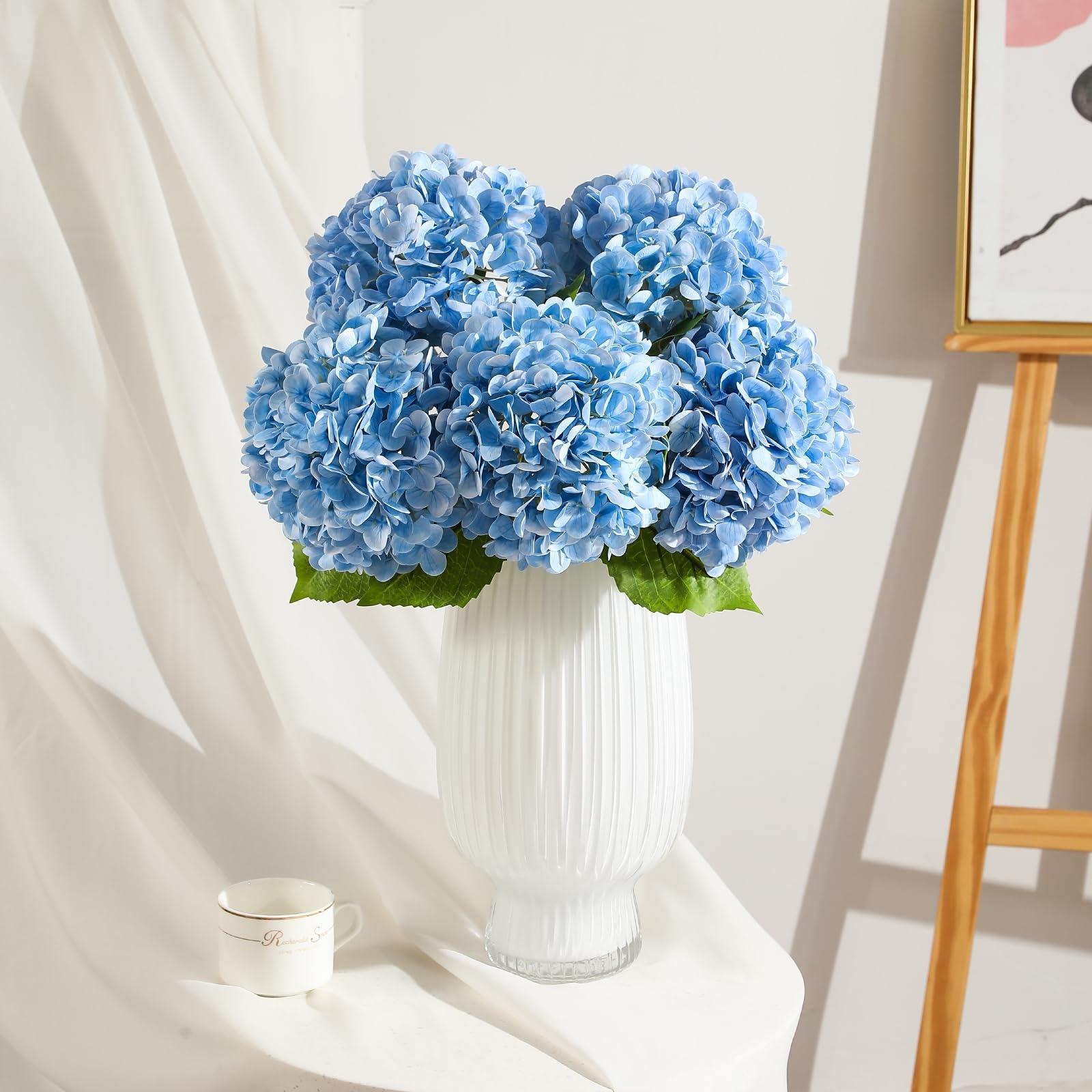 3 large diameter simulated hydrangea flowers, single stem realistic hydrangea flower, 54cm simulated tactile latex hydrangea flower decoration for weddings, parties, offices, and homes (without vases or other decorations)