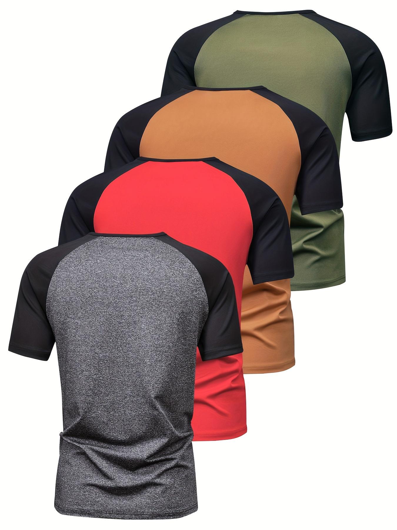 Men's Colorblock Raglan Sleeve Polo Shirt, Regular Fit Casual Streetwear Short Sleeve Round Neck Top, Men's Clothes for Daily Wear, Mens Clothing