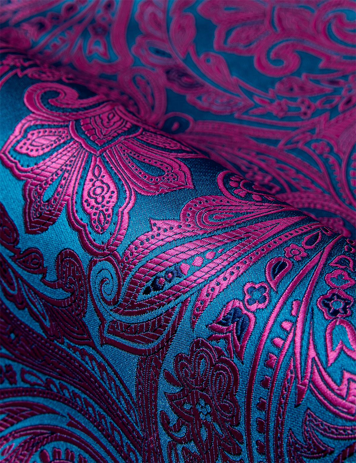 AILISUS Luxury Formal Casual Dark Purple Paisley Floral Long Sleeve Men's Dress Shirt Slim Fit Collared Wedding Dating Party Prom Button Down Shirt