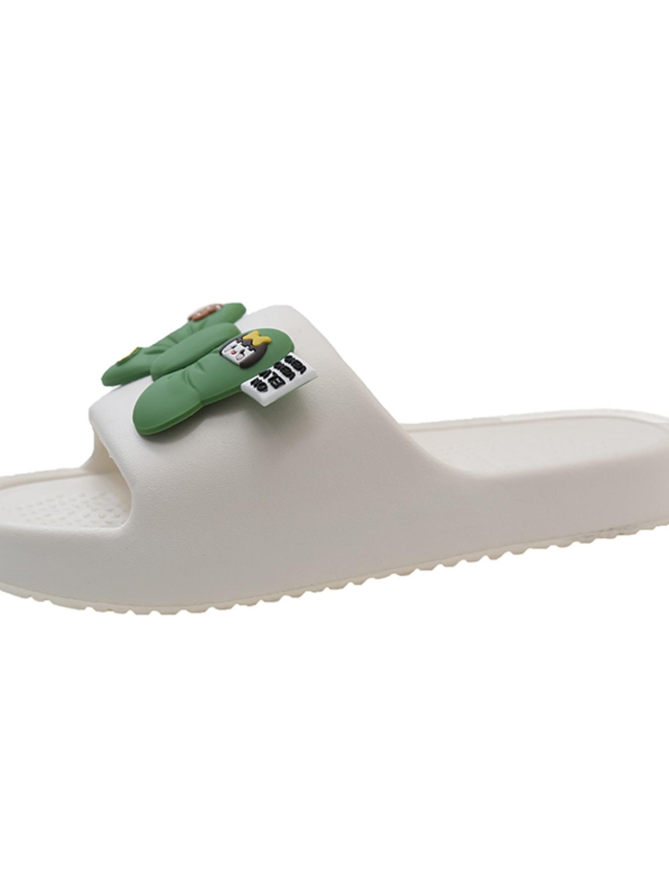 Summer Cartoon Bow Eva Slippers, Massage Insole Anti-Slip House Shoes, Cute Healing Style Indoor Outdoor Sandals