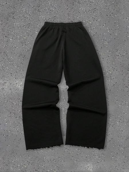 Men's Letter Print College Style Drawstring Waist Pocket Wide Leg Casual Sports Pants, Loose Fit, All Seasons, Moderate Fabric Thickness, Casual Streetwear Trousers