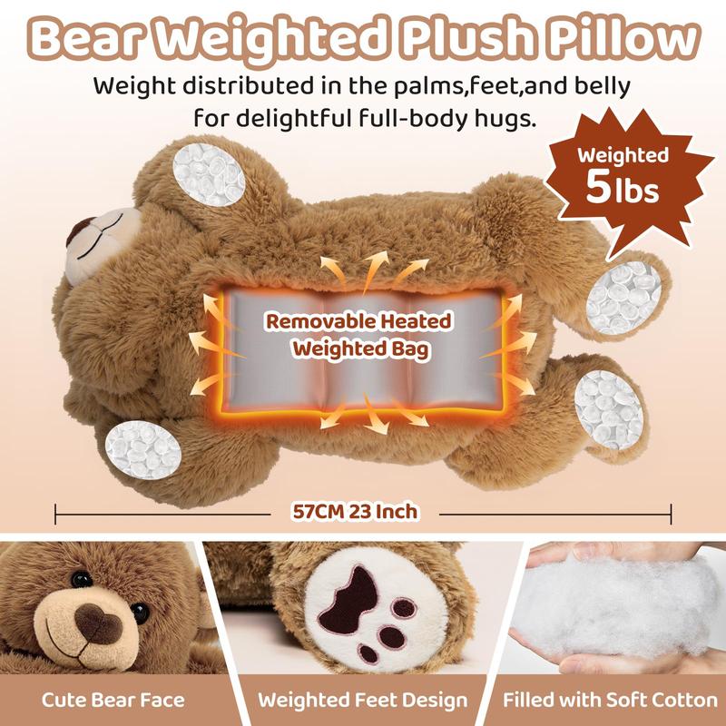 Removable Heating Pad – 5lb Weighted Mewaii Premium Plush, Microwavable & Freezable Stuffed Animal, Hot & Cold Cuddle Toy for Stress Relief