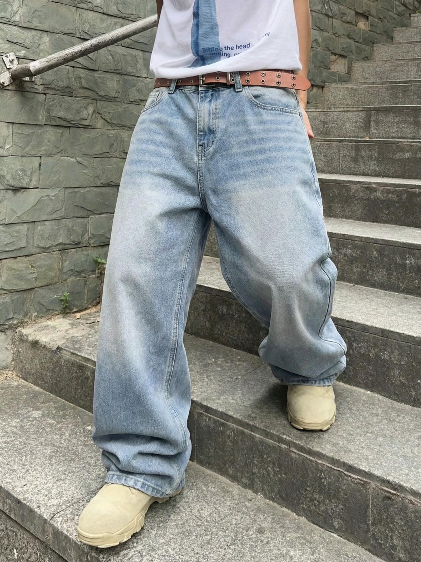 MOVRA1 Men's Vintage Washed Loose-Fit Relaxed Fit Wide-Leg Jeans, Long Y2K Streetwear Casual Pants, Perfect Gift Boyfriend or Husband