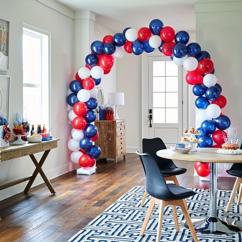 36pcs 10 inch national flag color scheme, red, white, dark blue latex balloons, party supplies, carnival, wedding, birthday, shower, anniversary, federal day, national day, independence day universal decorative balloon gift