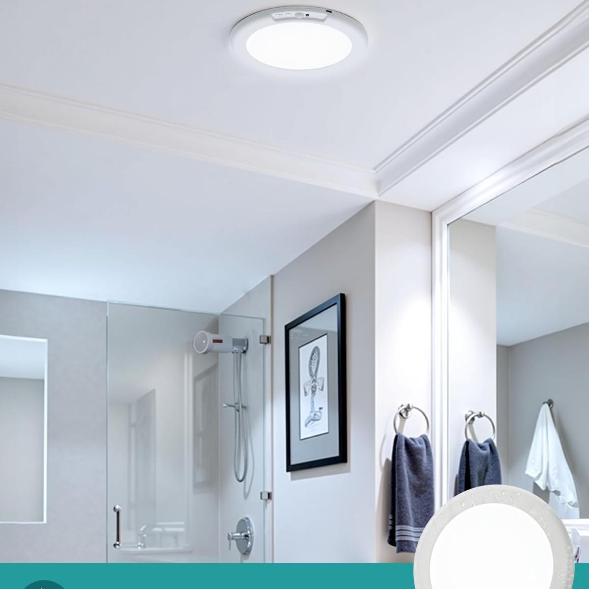 Magnetic Motion Sensor Ceiling Light, Remote Control, LED Battery Powered, Wireless, Dimmable, for Closet, Shower, Storage, Garage, Hallway